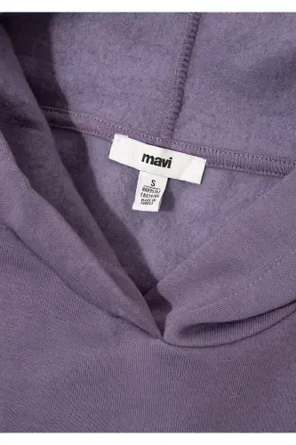 Kapüşonlu Mor Basic Sweatshirt 167299-70608 - 6
