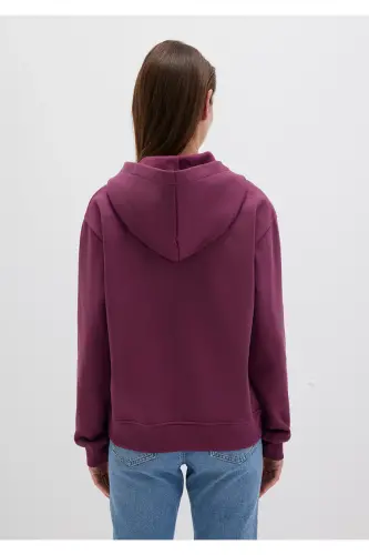 Kapüşonlu Mor Basic Sweatshirt 167299-70670 - Mor-70670 - 4