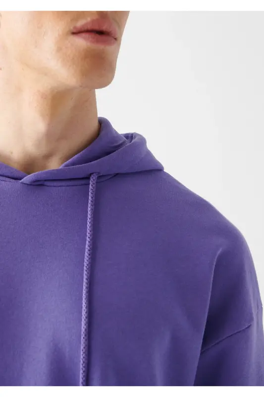 Kapüşonlu Mor Sweatshirt 0610062-70609-Mor - 4