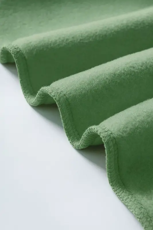 Kapüşonlu Oversize Düz Kapüşonlu Sweatshirt-Yeşil - 3