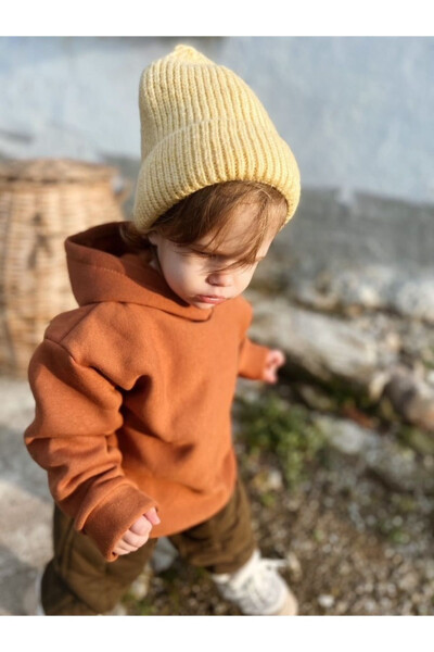 Kapüşonlu Oversize Sweatshirt - Bebek/Çocuk, Üç İplik içi Polarlı Kalın Kumaş Sweat - 2