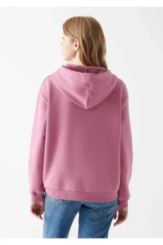Kapüşonlu Pembe Basic Sweatshirt 167299-35681-Pembe - 4