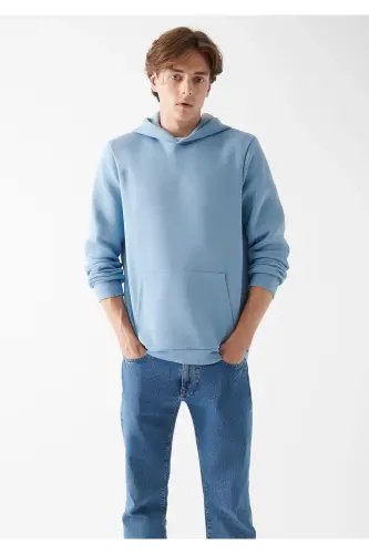 Kapüşonlu Sweatshirt 0610937-70731-Mavi - 1