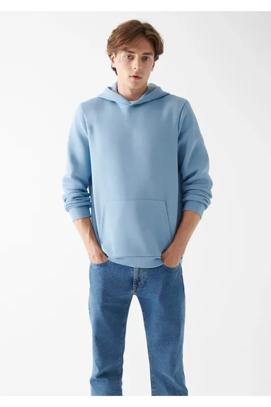 Kapüşonlu Sweatshirt 0610937-70731-Mavi - 1