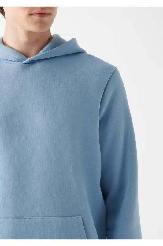 Kapüşonlu Sweatshirt 0610937-70731-Mavi - 5