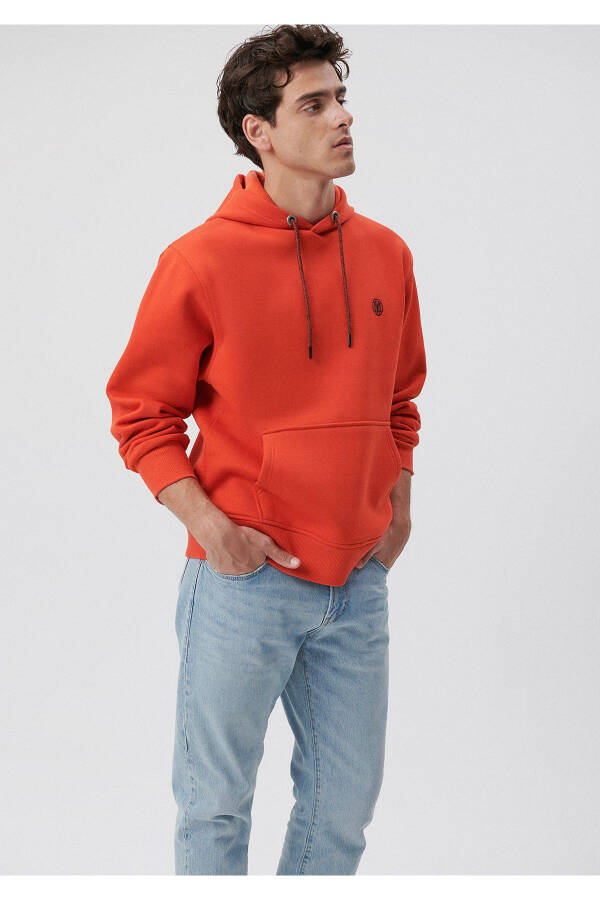 Kapüşonlu Turuncu Basic Sweatshirt 065809-70456 - 1