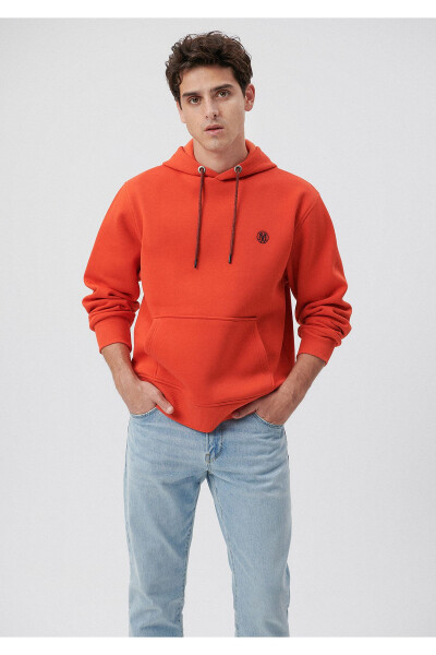 Kapüşonlu Turuncu Basic Sweatshirt 065809-70456 - 2