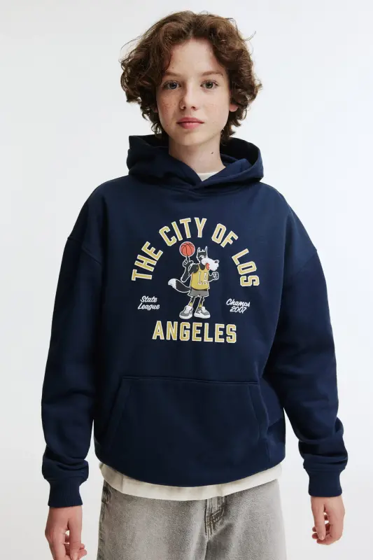 Kapüşonlu Üst-Lacivert/Los Angeles - H&M