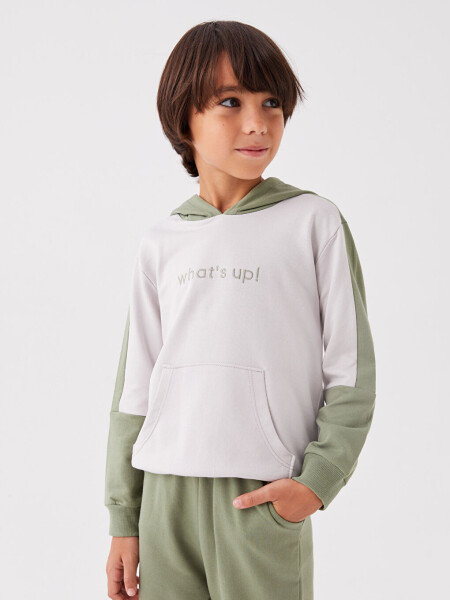 Yeşil Kapüşonlu Uzun Kollu Erkek Çocuk Sweatshirt ve Eşofman Altı-Yeşil - LC WAIKIKI (1)