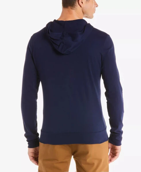Hoodie Jersey Long Sleeve Tee Shirt with Kangaroo Pocket-166 - Navy Blue - Lacoste (1)