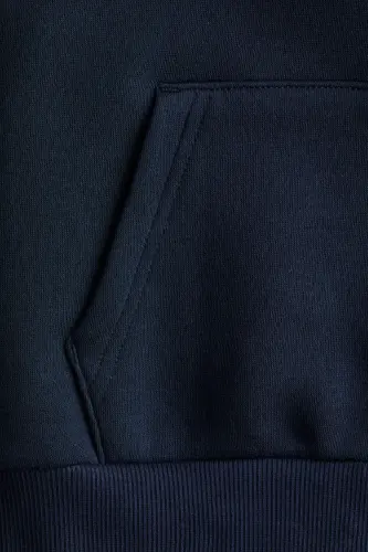 Kapüşonlu ve İçi Tüylü Üst - Lacivert - H&M (1)