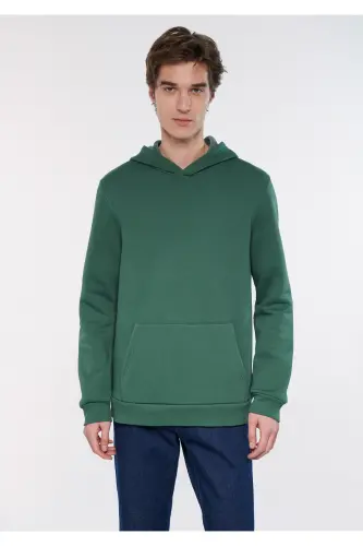 Kapüşonlu Yeşil Basic Basic Sweatshirt 0610937-71580-Yeşil - MAVI (1)