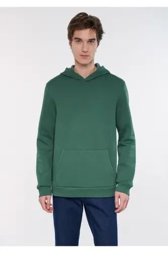 Kapüşonlu Yeşil Basic Basic Sweatshirt 0610937-71580 - Yeşil-71580 - Mavi (1)
