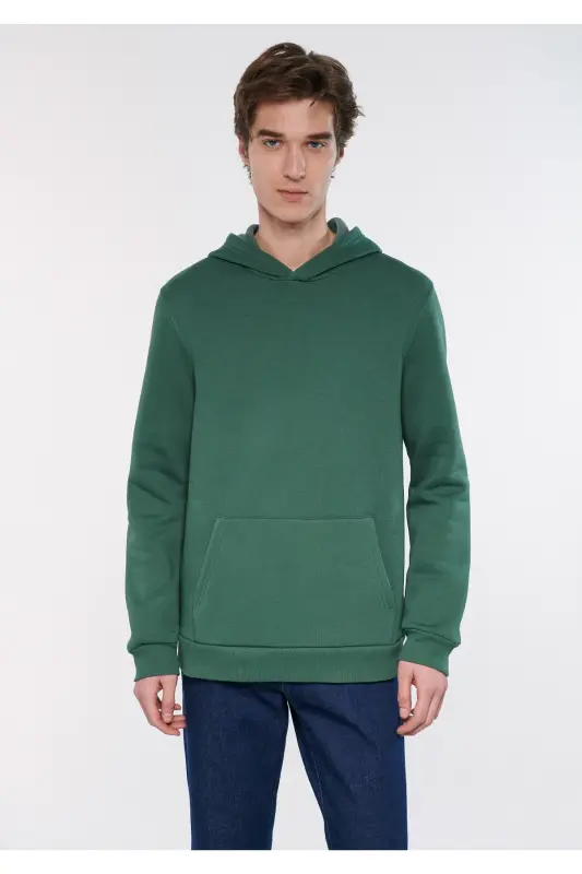Kapüşonlu Yeşil Basic Basic Sweatshirt 0610937-71580 - Yeşil-71580 - 2