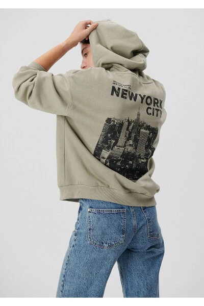 Kapüşonlu Yeşil Sweatshirt 1S10012-85873 - MAVI (1)