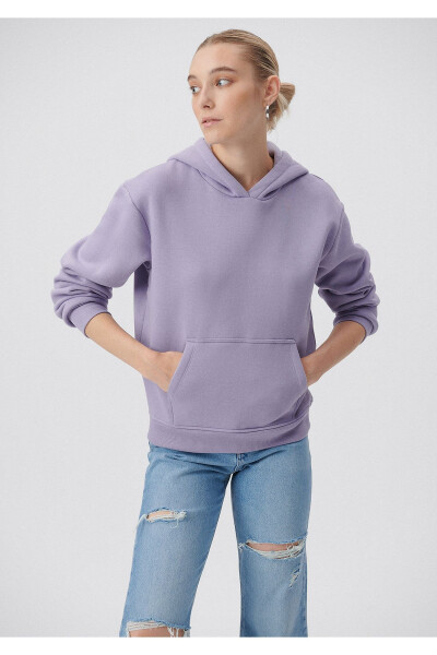 Kaputli Binafsha Rangli Asossiy Sweatshirt 167299-70540 - 1