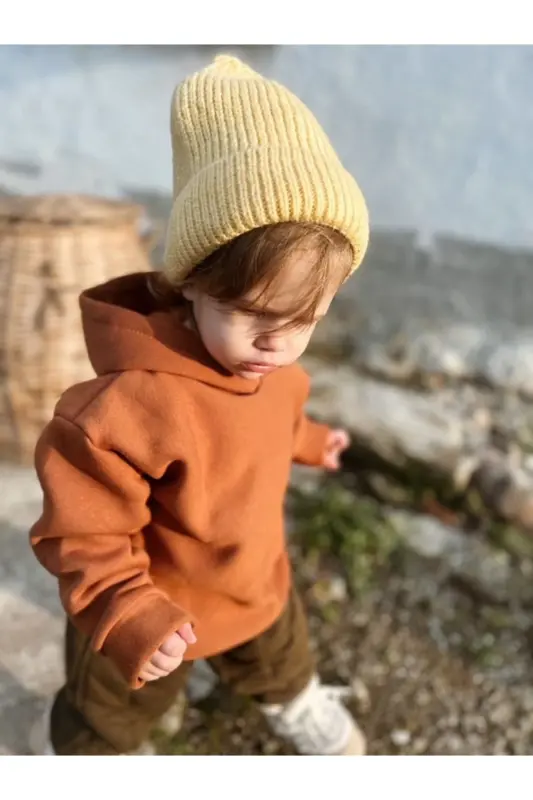 Kaputli Oversize Svitshot - Bola/Bolaga, Uch Iplik Ichki Polerli Qalin Matoni Sweat - 2