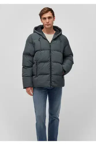 Kaputli Yashil Puffer Ko'ylagi 0110349-71598 - 1