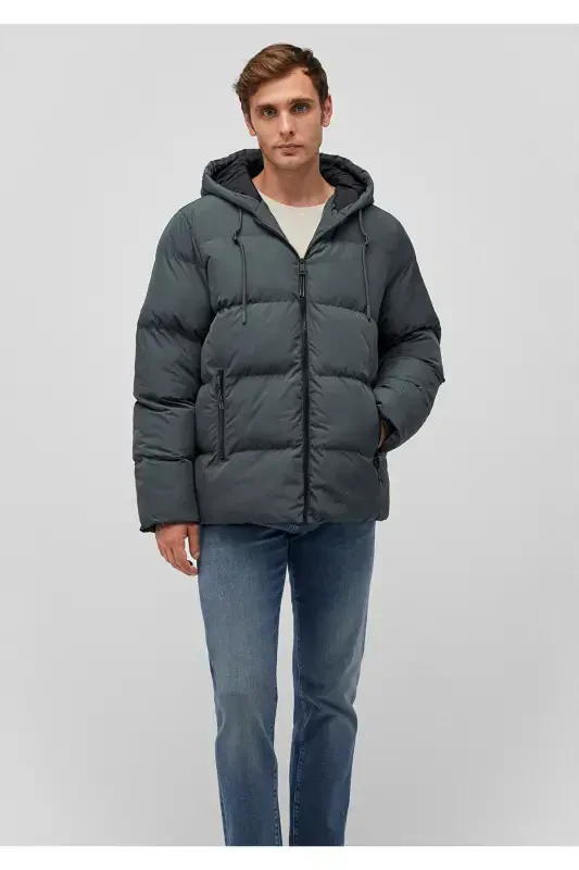 Kaputli Yashil Puffer Ko'ylagi 0110349-71598 - 1