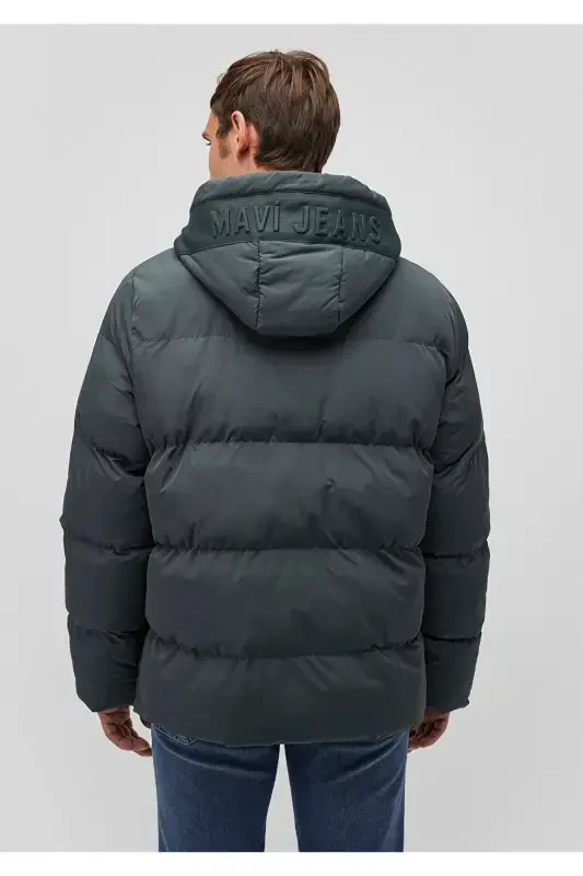 Kaputli Yashil Puffer Ko'ylagi 0110349-71598 - 4