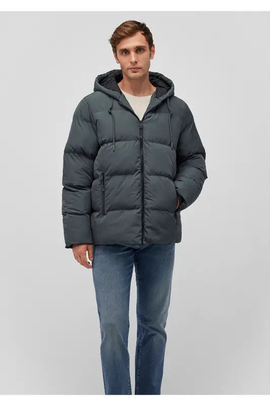 Kaputli Yashil Puffer Ko'ylagi 0110349-71598 - 1