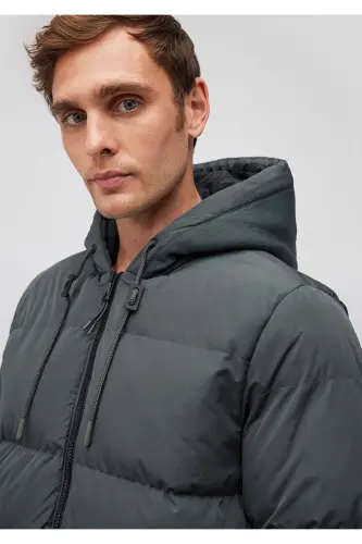 Kaputli Yashil Puffer Ko'ylagi 0110349-71598 - 5