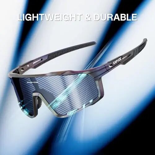 KAPVOE 3 Lens Cycling Sunglasses Men Women K76 | 3 Lenses: PC Day, Black Polarized, Clear Low Light; UV400, 3-Position Nose Pad - 5