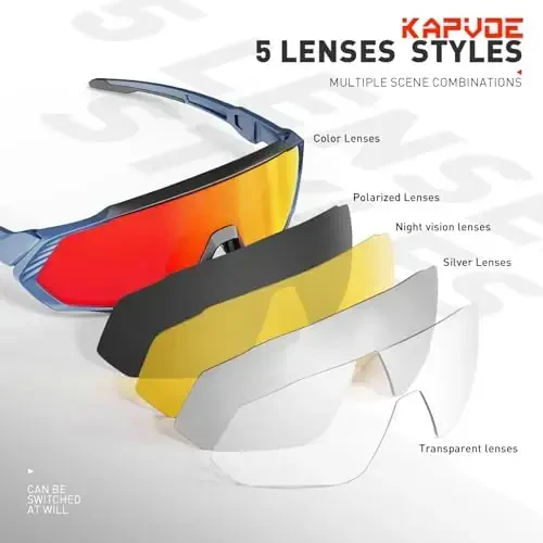 KAPVOE Cycling Glasses Men Women Polarized Sports Sunglasses With 1 Lens Or 5 Lenses MTB Mountain Bike Eyewear - K9408 - 3