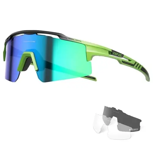 KAPVOE Polarized Cycling Glasses Sports Sunglasses for Men Women, UV400 MTB Bicycle Mountain Bike Glasses with 3 Lenses K75 - 1