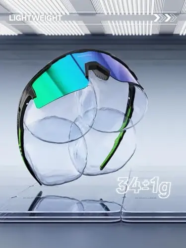 KAPVOE Polarized Cycling Glasses Sports Sunglasses for Men Women, UV400 MTB Bicycle Mountain Bike Glasses with 3 Lenses K75 - 5