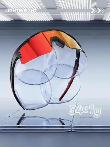 KAPVOE Polarized Cycling Glasses Sports Sunglasses for Men Women, UV400 MTB Bicycle Mountain Bike Glasses with 3 Lenses K75 - 5