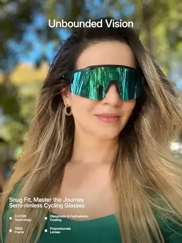 KAPVOE Polarized Cycling Glasses Sports Sunglasses for Men Women, UV400 MTB Bicycle Mountain Bike Glasses with 3 Lenses K75 - 2