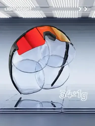 KAPVOE Cycling Glasses Sports Sunglasses for Men Women, Polarized UV400 MTB Bicycle Mountain Bike Glasses with 3 Lenses - 5