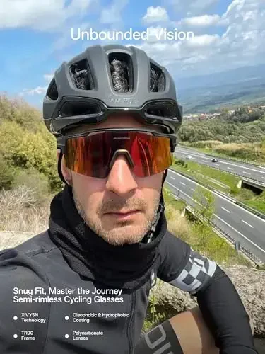 KAPVOE Cycling Glasses Sports Sunglasses for Men Women, Polarized UV400 MTB Bicycle Mountain Bike Glasses with 3 Lenses - 2