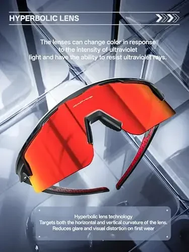 KAPVOE Cycling Glasses Sports Sunglasses for Men Women, Polarized UV400 MTB Bicycle Mountain Bike Glasses with 3 Lenses - 4