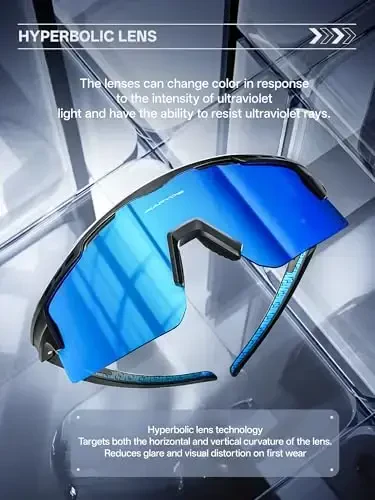 KAPVOE Cycling Glasses Sports Sunglasses for Men Women, Polarized UV400 MTB Bicycle Mountain Bike Glasses with 3 Lenses - 4