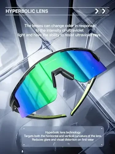 KAPVOE Cycling Glasses Sports Sunglasses for Men Women, Polarized UV400 MTB Bicycle Mountain Bike Glasses with 3 Lenses - 4