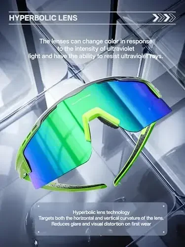 KAPVOE Cycling Glasses Sports Sunglasses for Men Women, Polarized UV400 MTB Bicycle Mountain Bike Glasses with 3 Lenses - 4