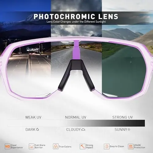 KAPVOE Erkaklar ayollar uchun fotochromic velosiped ko'zoynaklari Tog' velosiped quyoshdan saqlaydigan ko'zoynaklar Sport ko'zoynaklari UV himoyasi K63 - 3