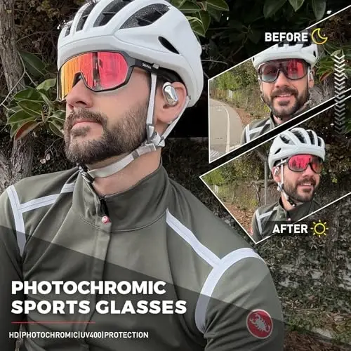 KAPVOE Erkaklar va ayollar uchun fotochromic velosiped ko'zoynaklari Tog' velosipedlari uchun quyoshdan saqlaydigan sport ko'zoynaklari UV himoyasi K63 - KAPVOE (1)