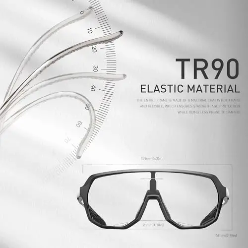 KAPVOE Erkaklar va ayollar uchun fotochromik velosiped ko'zoynaklari Tog' velosipedi uchun quyoshdan saqlaydigan sport ko'zoynaklari UV Protection K63 - 5