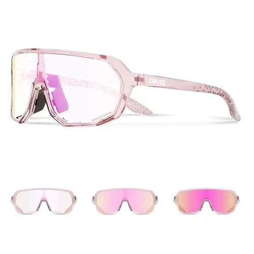 KAPVOE Erkaklar va ayollar uchun fotochromik velosiped ko'zoynaklari Tog' velosipedlari uchun quyoshdan saqlaydigan sport ko'zoynaklari UV Protection K63 - 1