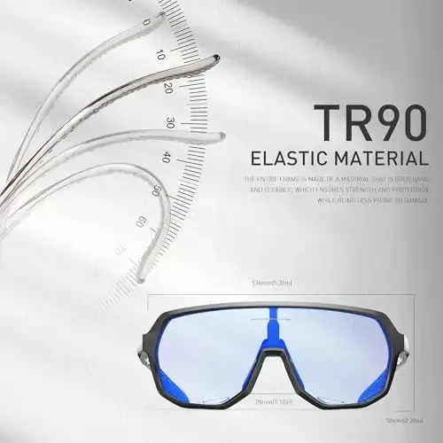 KAPVOE Photochromic Cycling Glasses for Men Women Mountain Bike Sunglasses Sports Goggles UV Protection K63 - 5