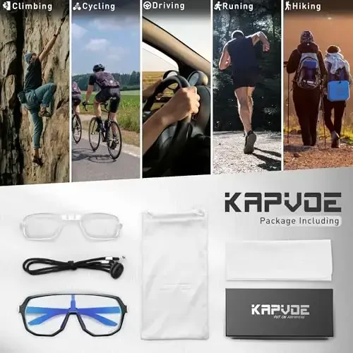 KAPVOE Photochromic Cycling Glasses for Men Women Mountain Bike Sunglasses Sports Goggles UV Protection K63 - 6