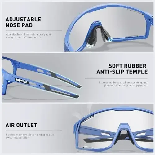 KAPVOE Fotochrom velosiped ko'zoynaklari erkaklar tog 'velosipedi quyoshdan saqlaydigan ko'zoynaklar ayollar shaffof MTB sport ko'zoynaklari velosiped triatlon K180 - 4