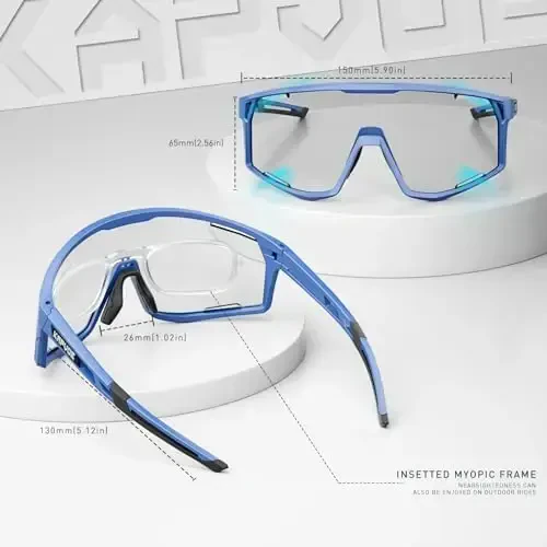KAPVOE Fotochrom velosiped ko'zoynaklari erkaklar tog 'velosipedi quyoshdan saqlaydigan ko'zoynaklar ayollar shaffof MTB sport ko'zoynaklari velosiped triatlon K180 - 5