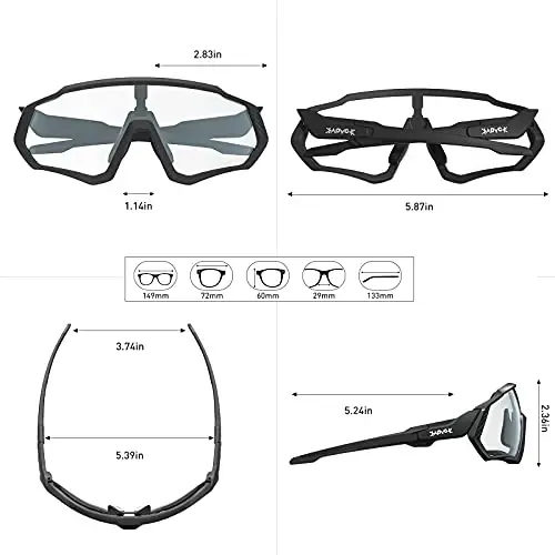 KAPVOE Photochromic Cycling Glasses Men Women Mountain Bike Sunglasses Clear MTB Bicycle Riding - K9408 - 5