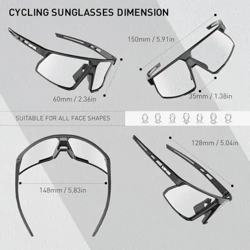 KAPVOE Photochromic Cycling Glasses Men Women Mountain Bike Sunglasses Clear MTB Sports Glasses Bicycle Triathlon Running - 8