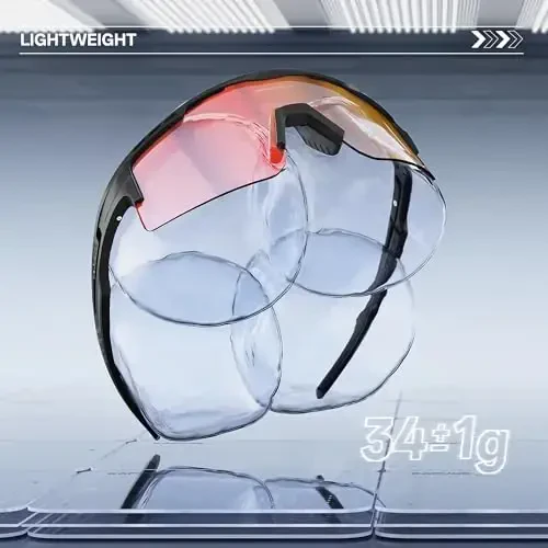 KAPVOE Photochromic Cycling Glasses Mountain Bike Sunglasses Clear MTB Bicycle Riding Baseball Running Golf for Men Women K75 - 6