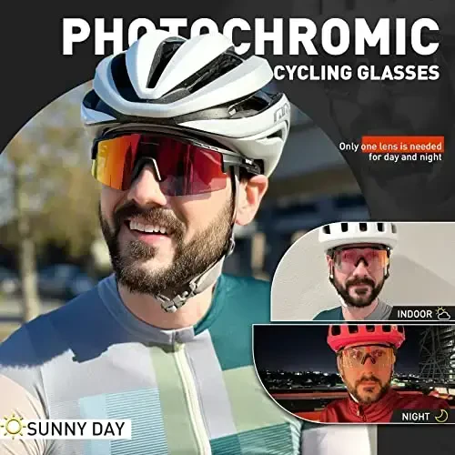 KAPVOE Photochromic Cycling Glasses Mountain Bike Sunglasses Clear MTB Bicycle Riding Baseball Running Golf for Men Women K75 - MODAZONE (1)